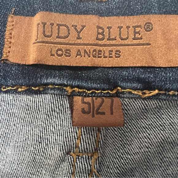Judy Blue Dark Indigo Pull on Flare High Rise Denim Jeans Boho Stretch Size 27 - Picture 6 of 15